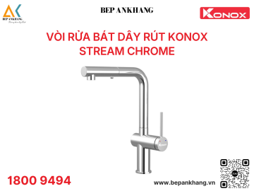 Vòi rửa bát dây rút Konox Stream Chrome - Xoay 360 độ